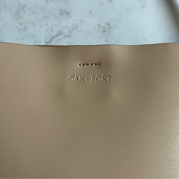 Oat & Fort Cream Snap Button Shoulder Bag Faux Leather - Picture 2 of 12